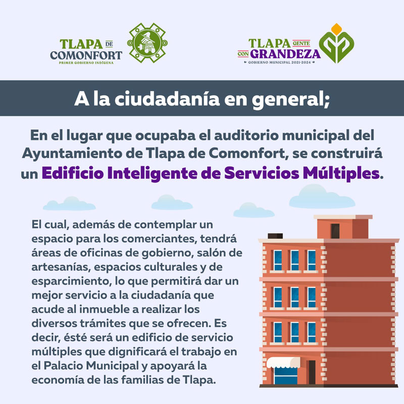 Aclaración por parte del H. Ayuntamiento Municipal de Tlapa a raíz de las críticas por la construcción del Edificio Inteligente.
