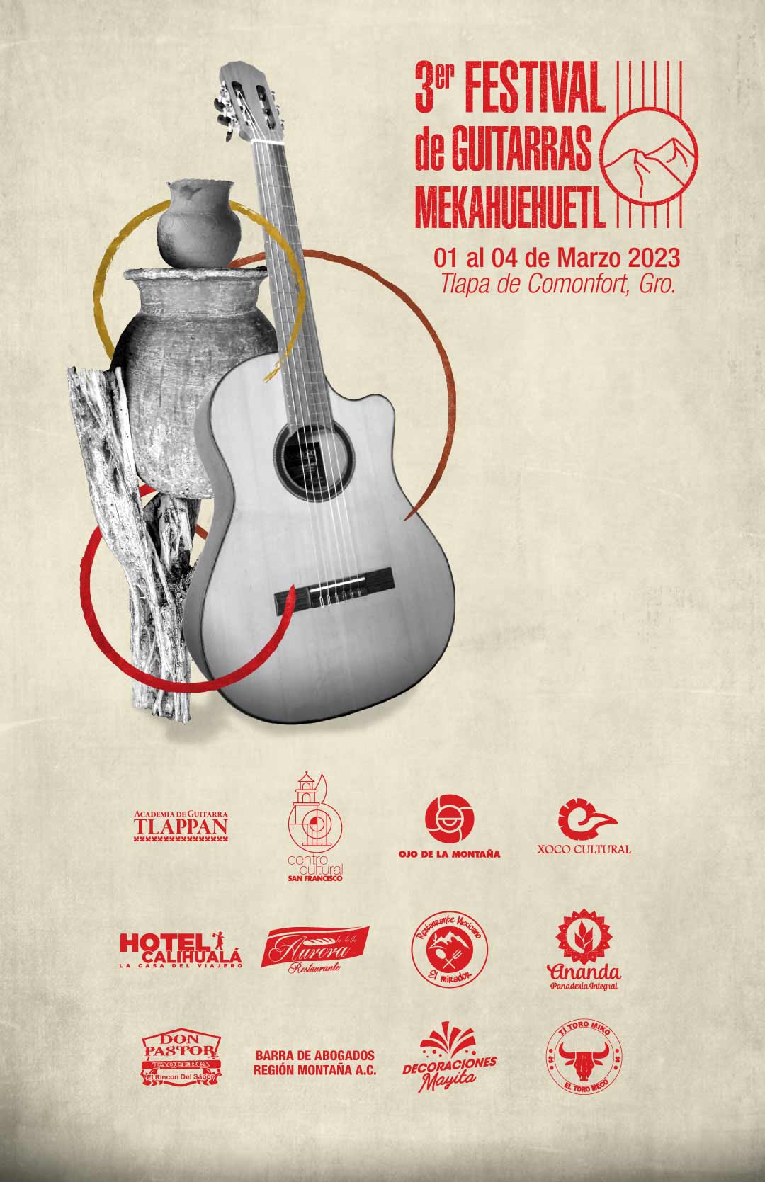 Cartel Oficial del Festival de Guitarras "Mekahuehuetl" 3ra Edición