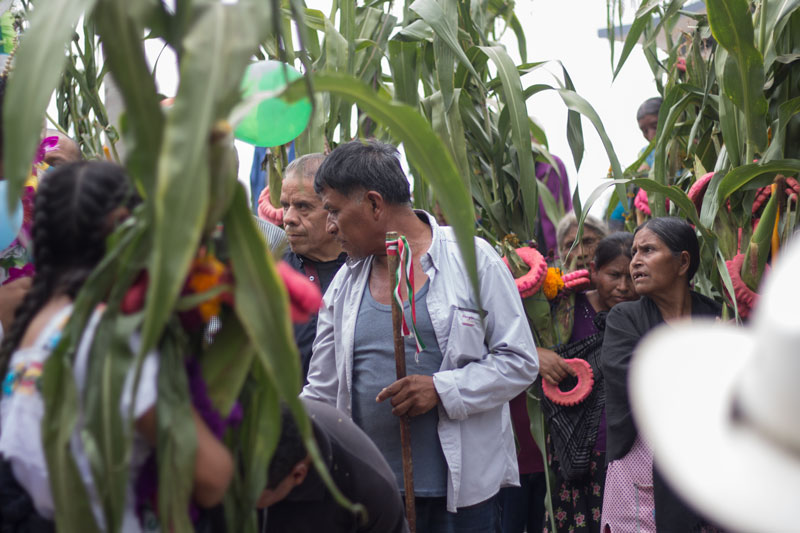 Las autoridades del pueblo de Chiepetepec con el bastón de mando, símbolo de su autoridad comunitaria.