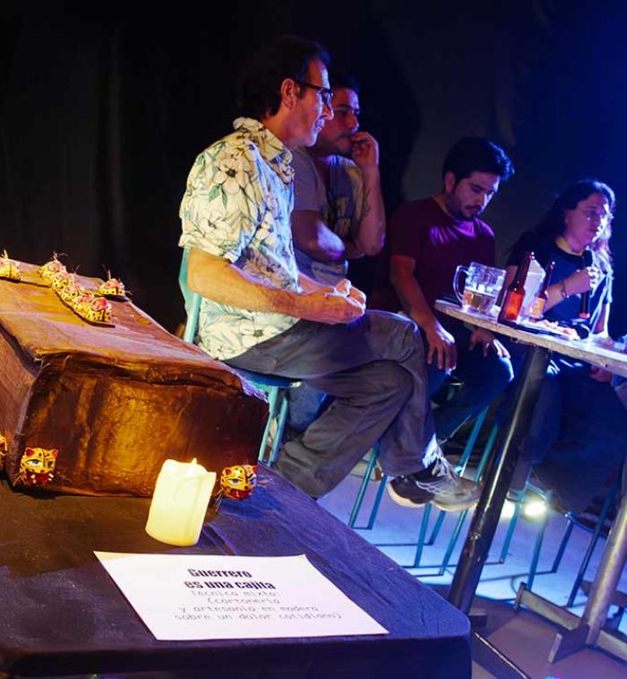 Mesa de diálogo sobre arte contemporáneo en Acapulco con Manuel Maciel, Jorge Alfaro, Luis Vargas Santa Cruz, Yadín Rodríguez y Jeanette Rojas.